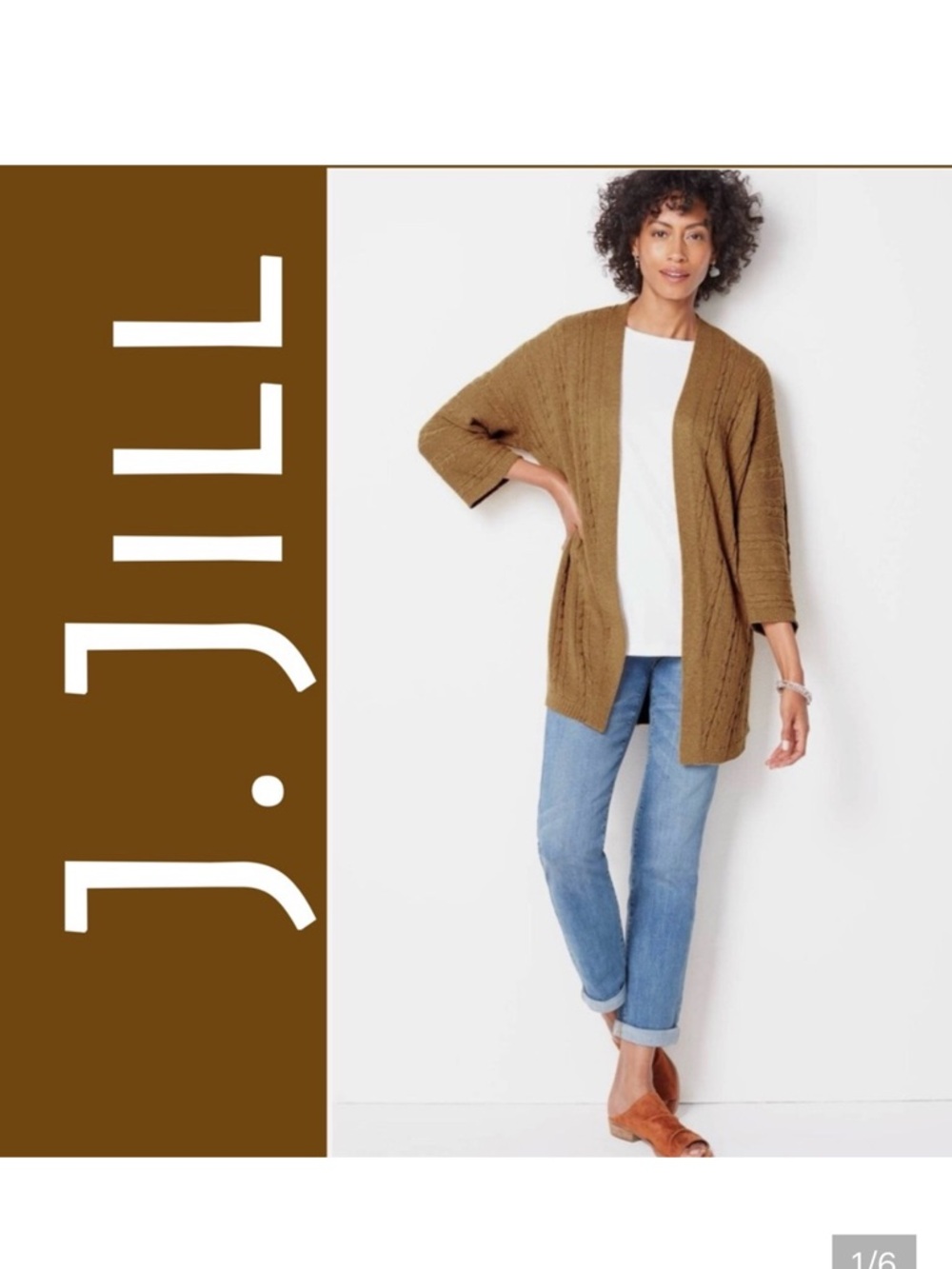 J Jill Open Front Cardigan Size 3X Mustard Yellow Knit Lightweight Sweater